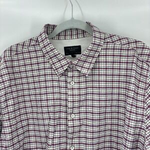 Rag & Bone New York Mens Button Down Shirt Fit 2 Red‎ Plaid Cotton XXL City